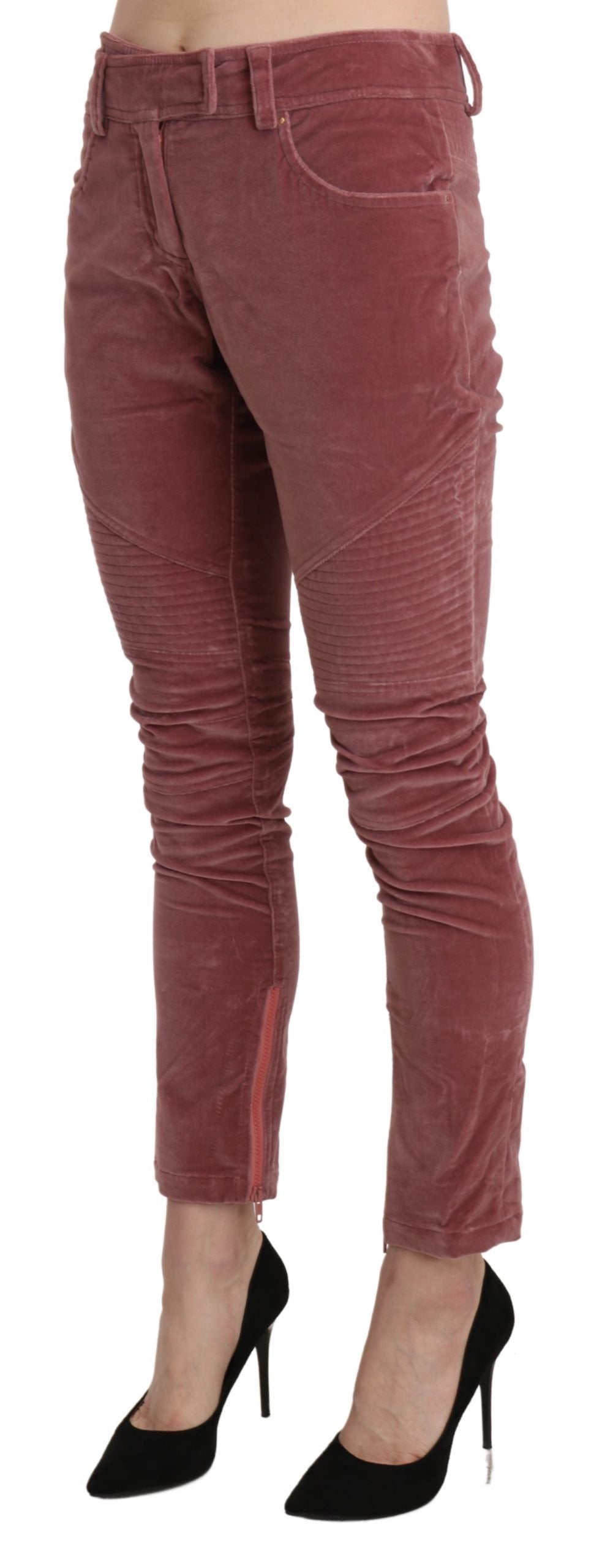 Pantalon Ermanno Scervino rouge en coton (taille mi-haute, skinny)
