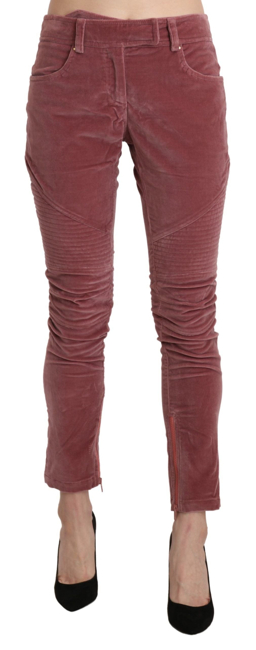 Pantalon Ermanno Scervino rouge en coton (taille mi-haute, skinny)