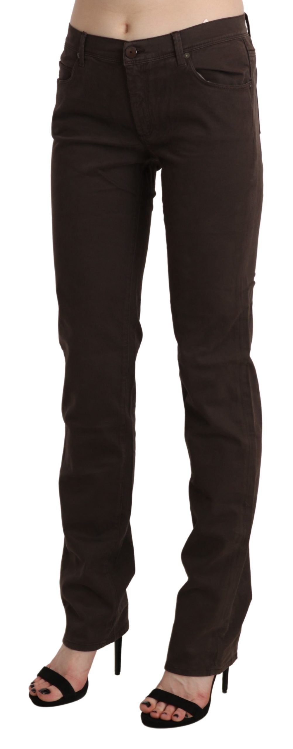 Jean Ermanno Scervino marron en coton (taille mi-haute, skinny)