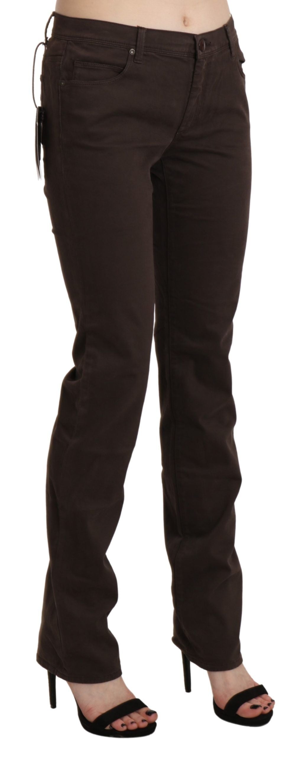 Jean Ermanno Scervino marron en coton (taille mi-haute, skinny)