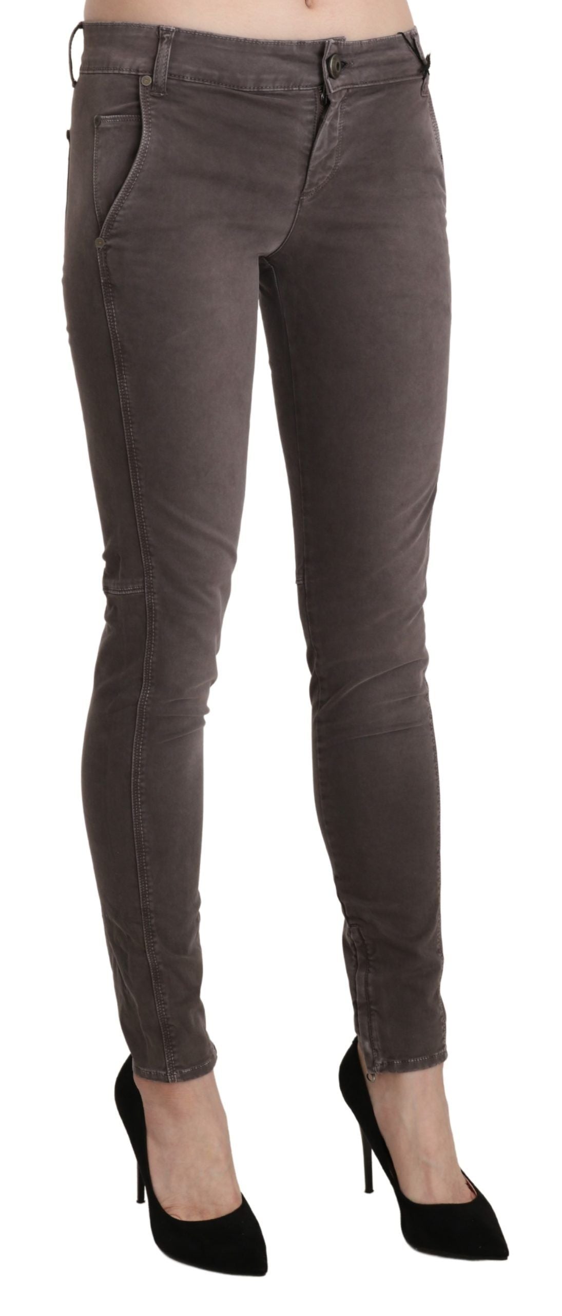 Jean Ermanno Scervino marron en coton (taille basse, skinny)