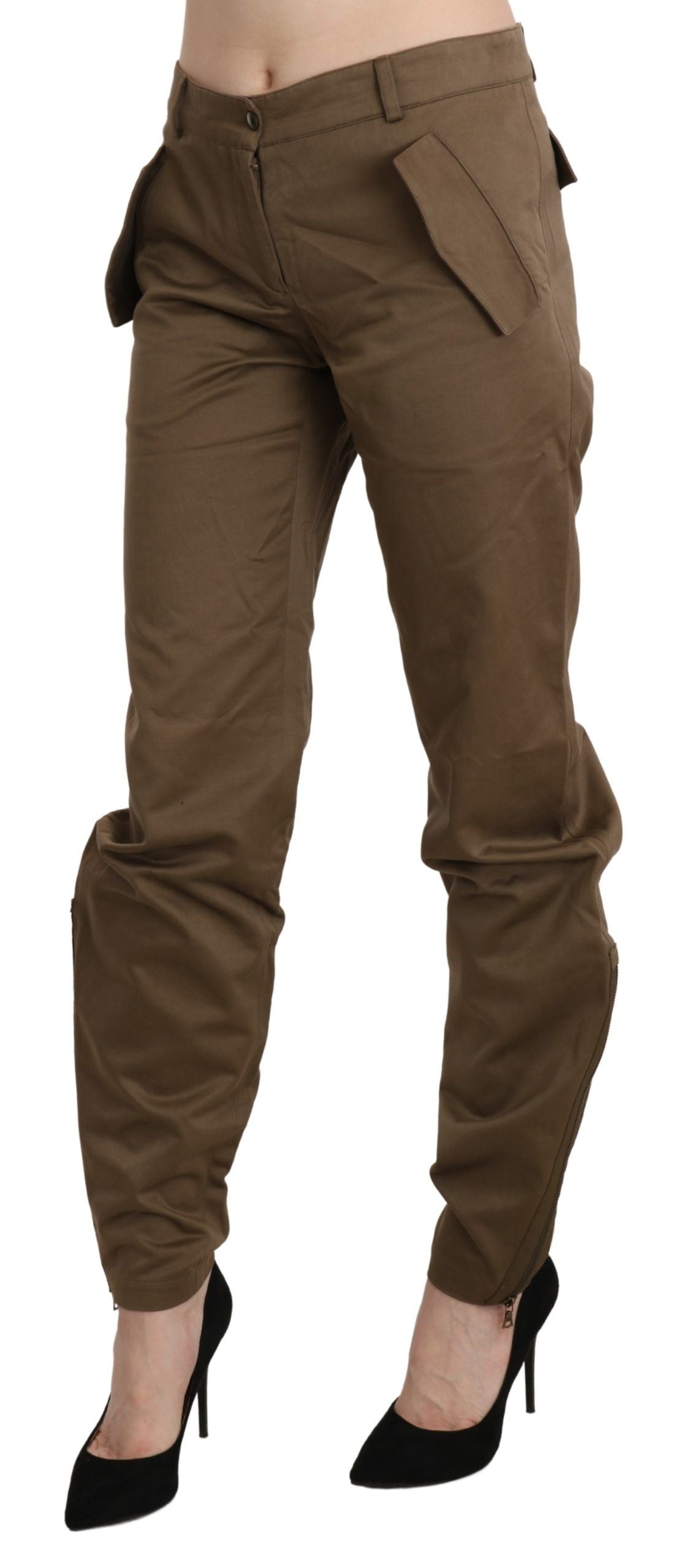 Pantalon Ermanno Scervino marron en coton (taille mi-haute, droit)