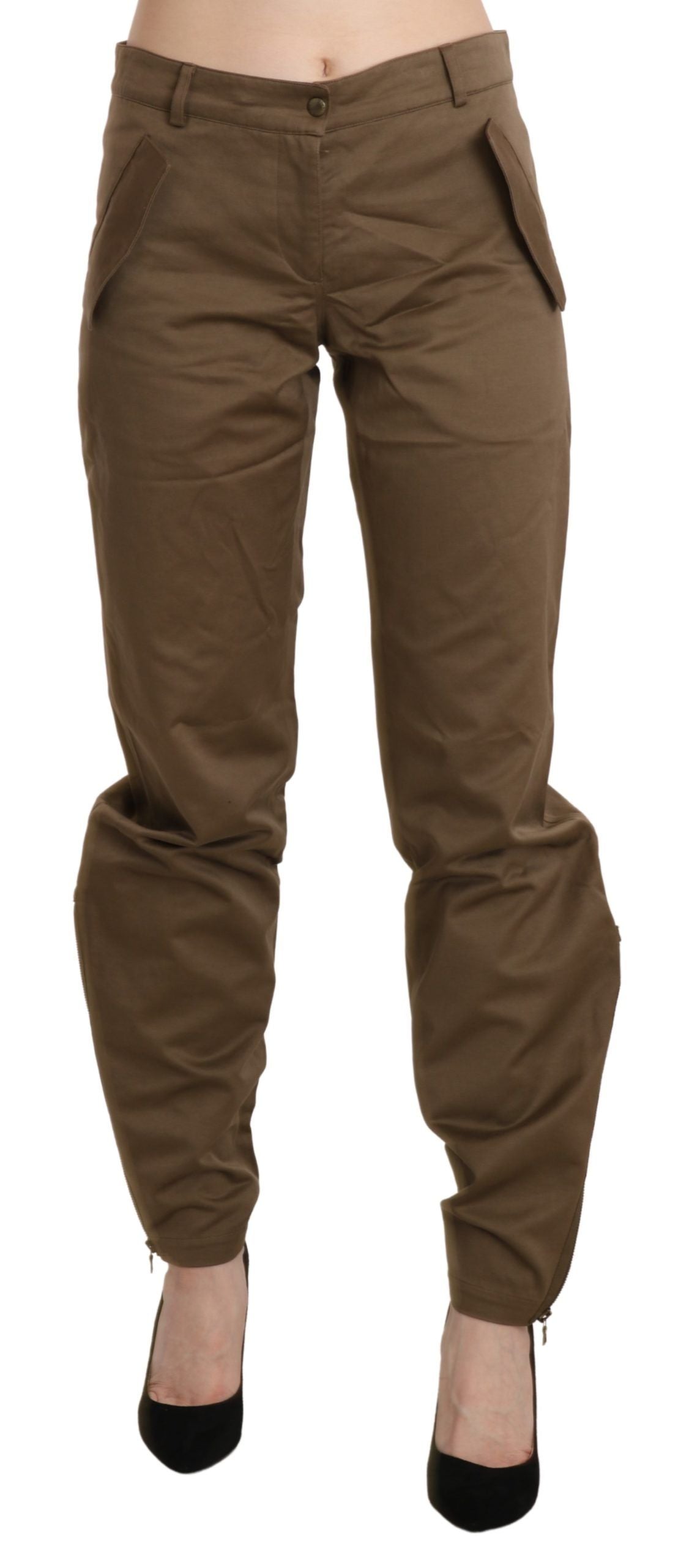Pantalon Ermanno Scervino marron en coton (taille mi-haute, droit)