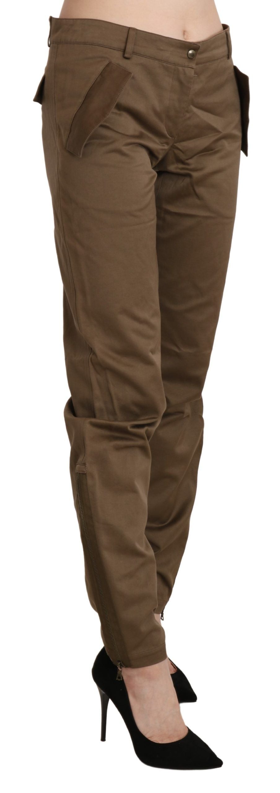 Pantalon Ermanno Scervino marron en coton (taille mi-haute, droit)