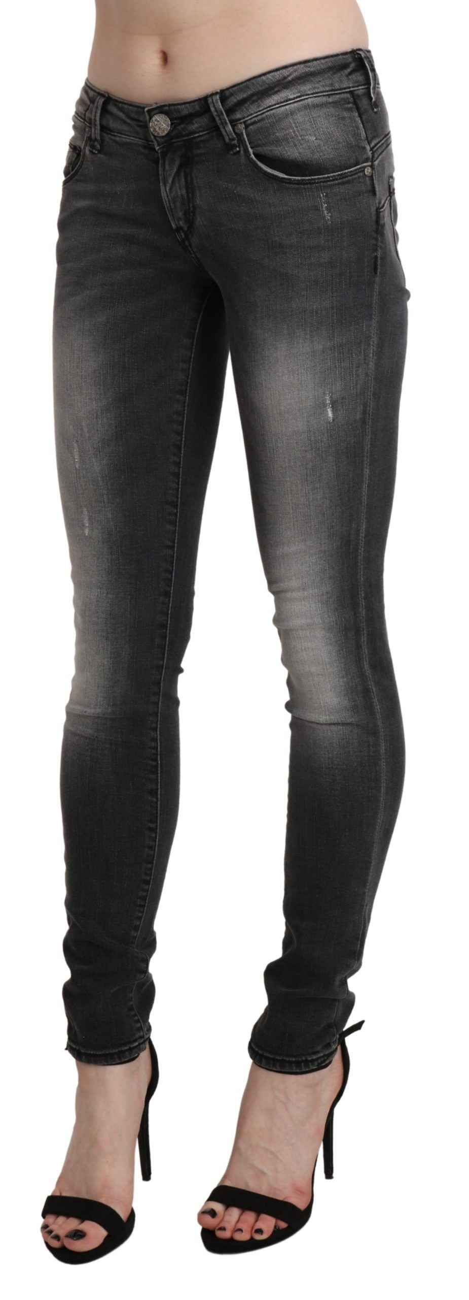Jean skinny en coton Acht noir (délavé)