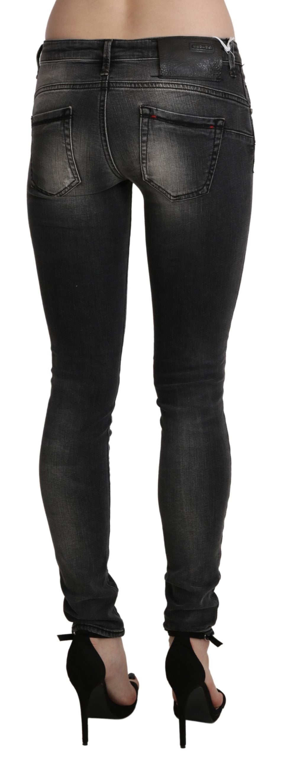 Jean skinny en coton Acht noir (délavé)