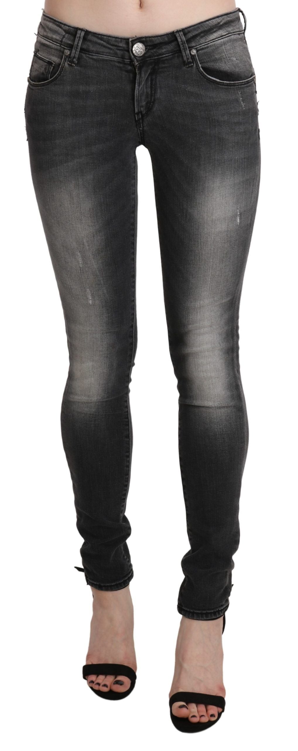 Jean skinny en coton Acht noir (délavé)