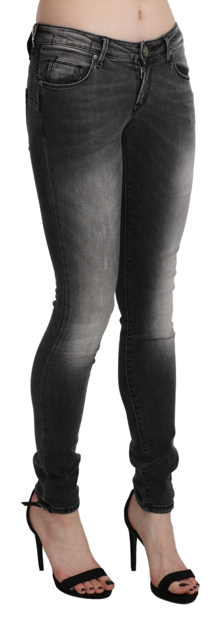 Jean skinny en coton Acht noir (délavé)