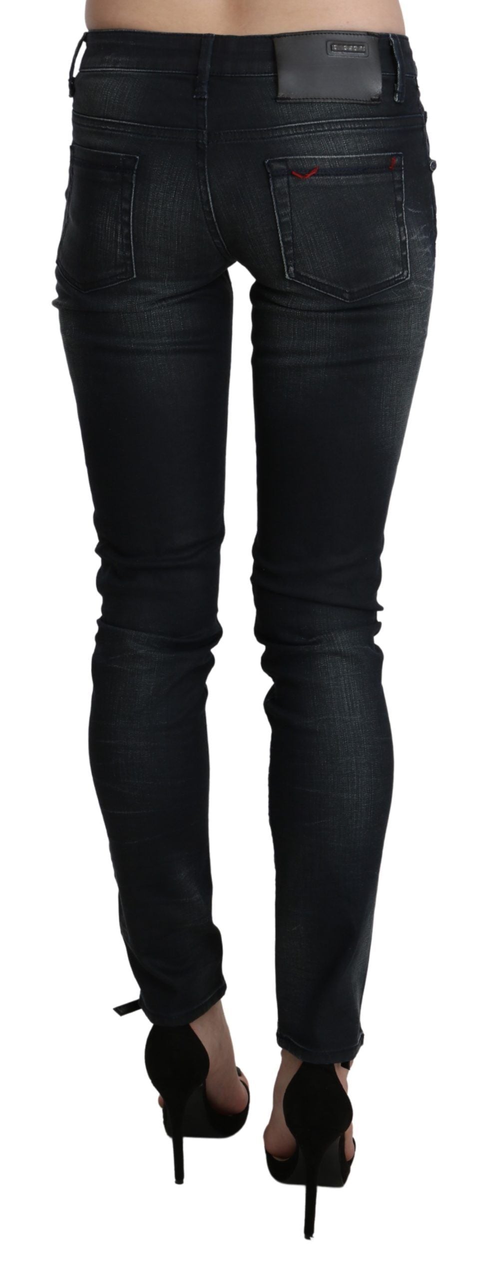Pièce de créateur Acht noire en denim (taille basse, skinny)