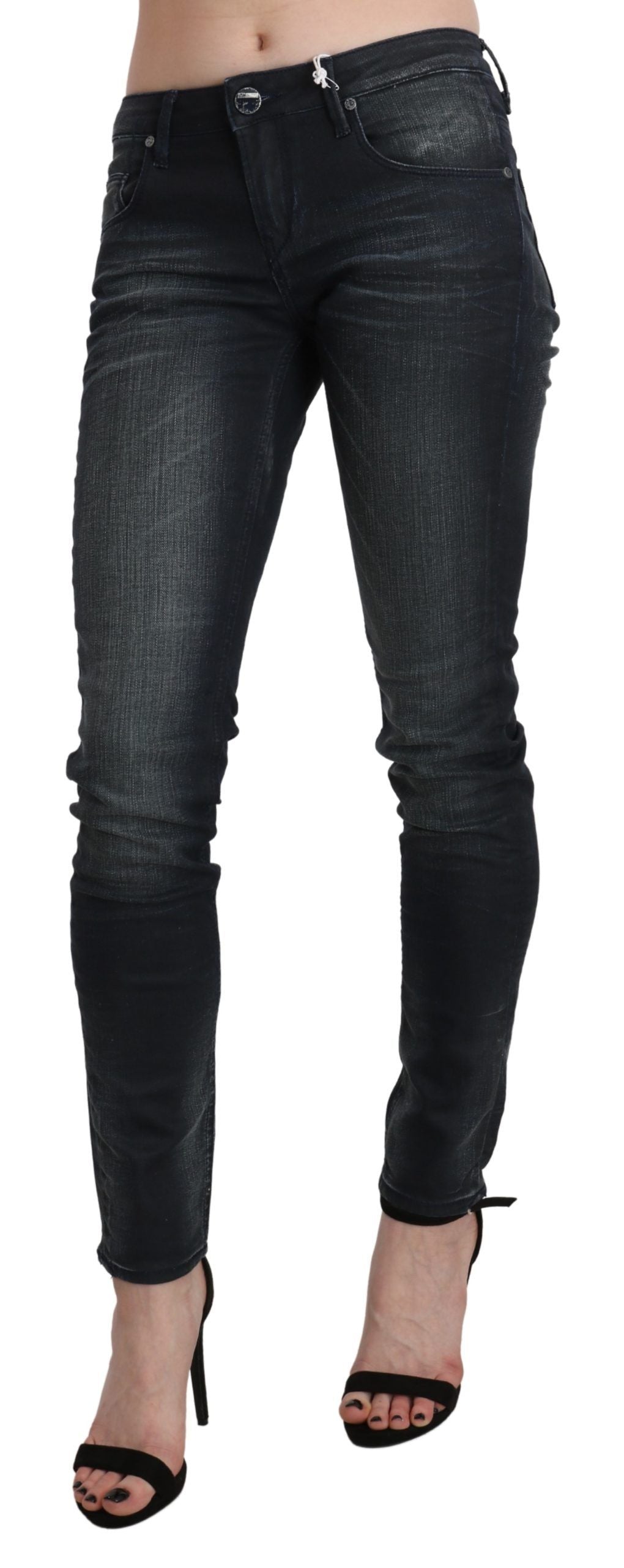 Pièce de créateur Acht bleue en denim (taille basse, skinny)