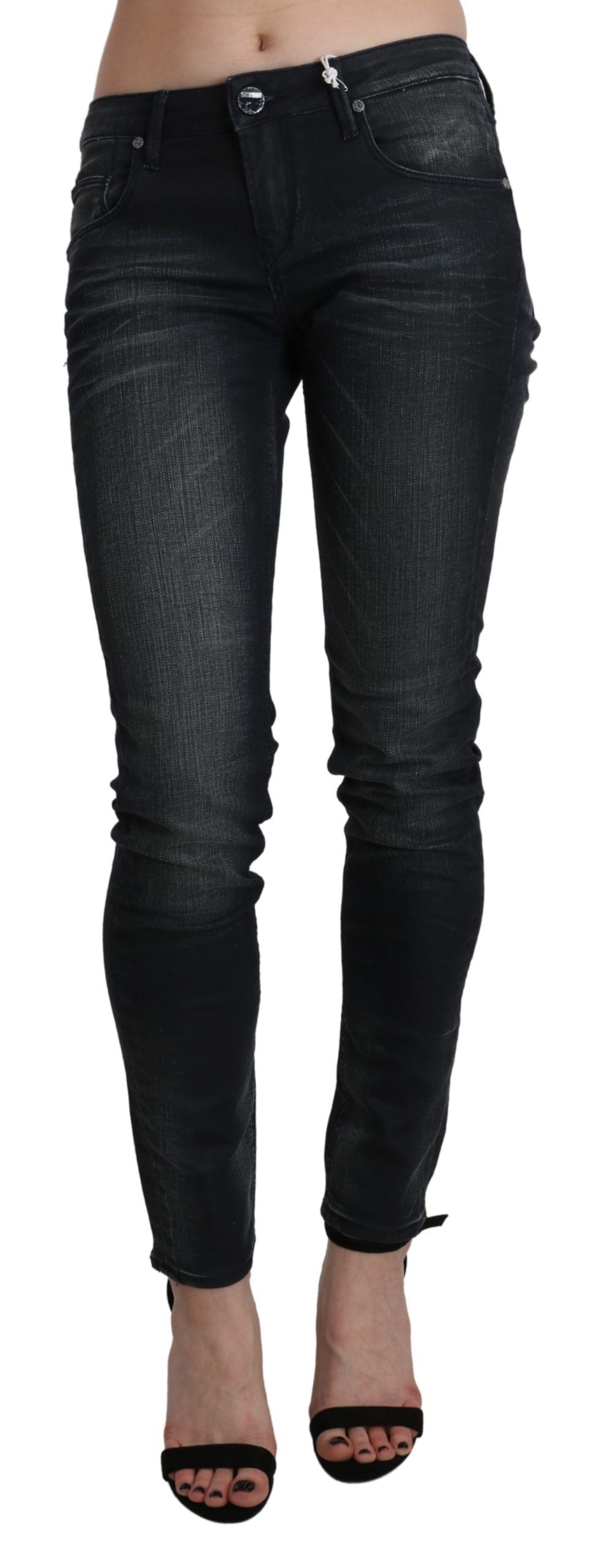 Pièce de créateur Acht bleue en denim (taille basse, skinny)