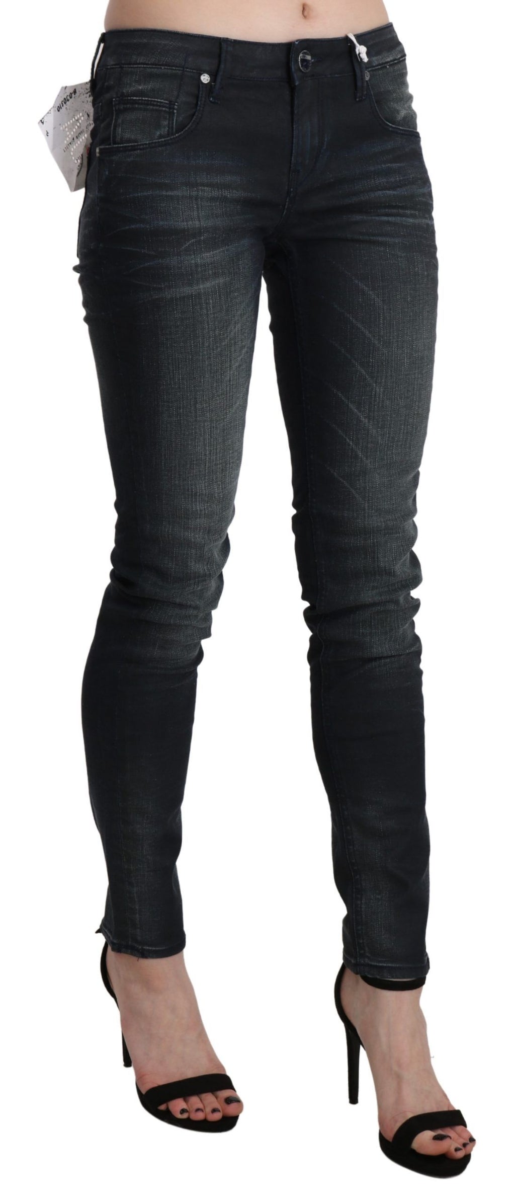 Pièce de créateur Acht bleue en denim (taille basse, skinny)