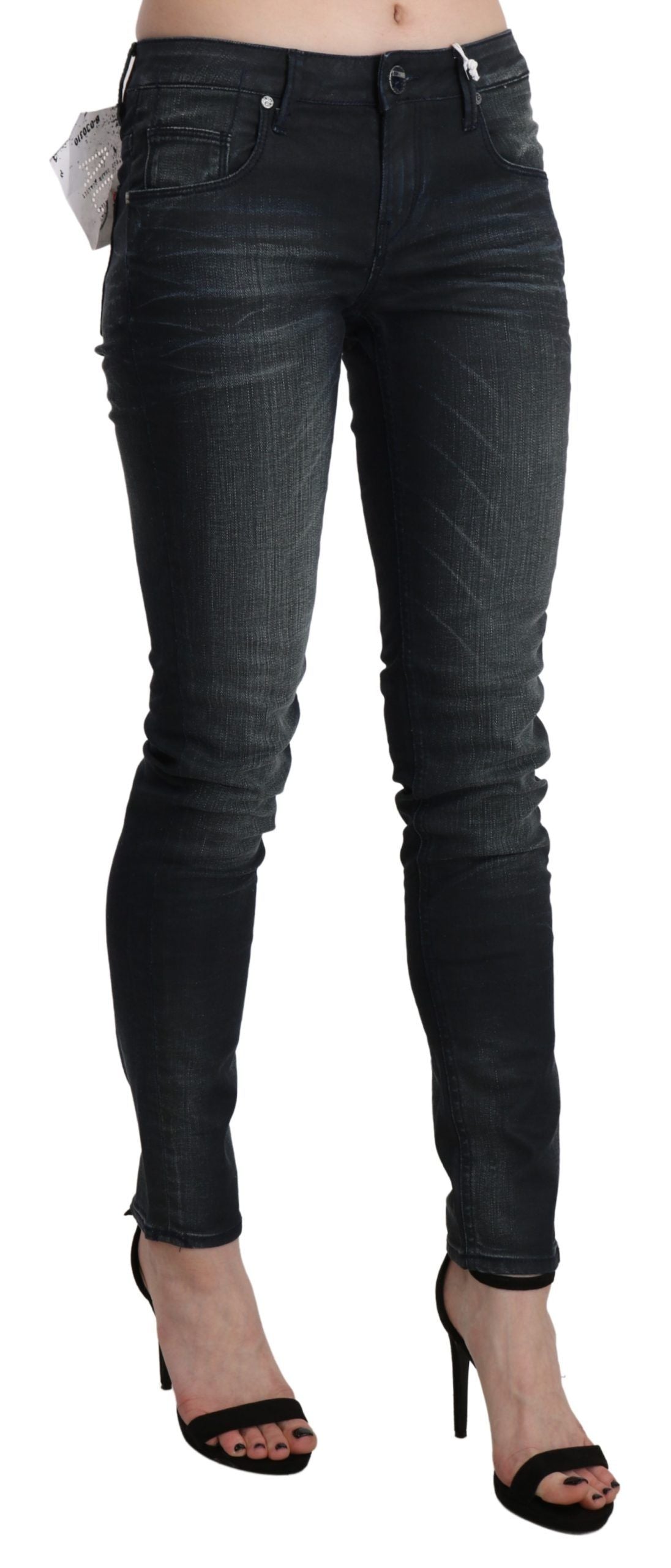 Pièce de créateur Acht bleue en denim (taille basse, skinny)