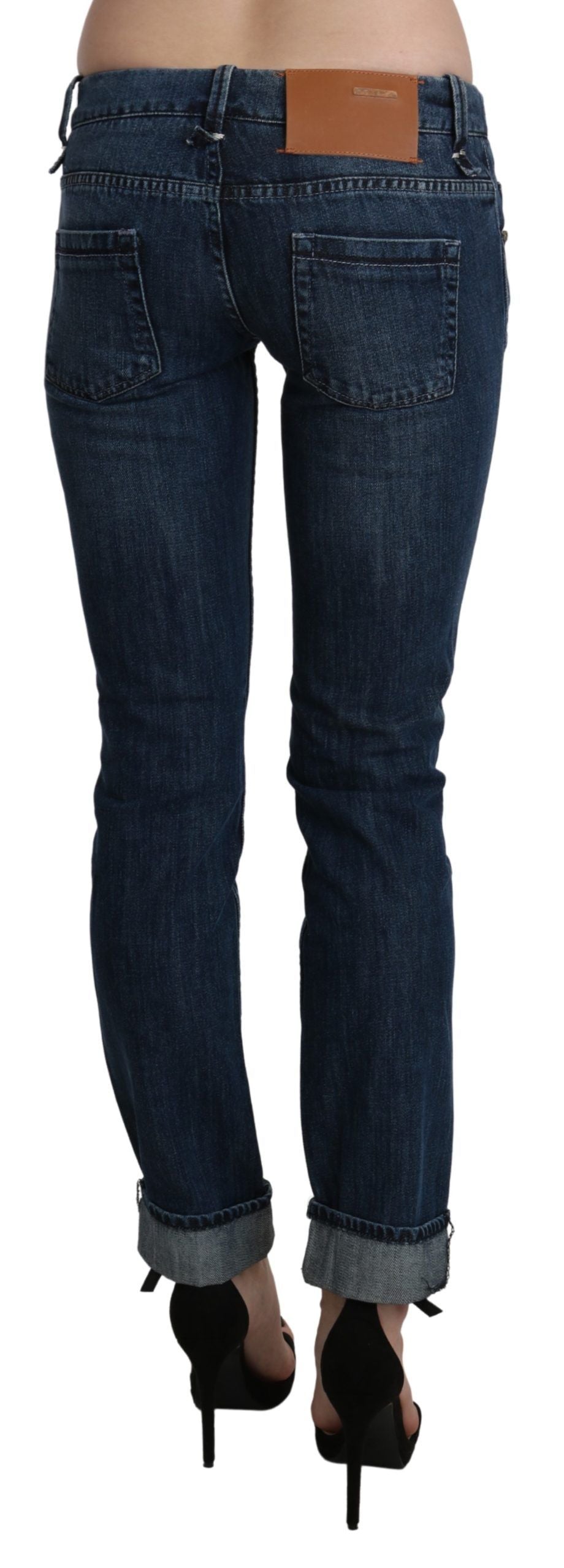 Pièce de créateur Acht bleue en denim (taille basse, skinny)