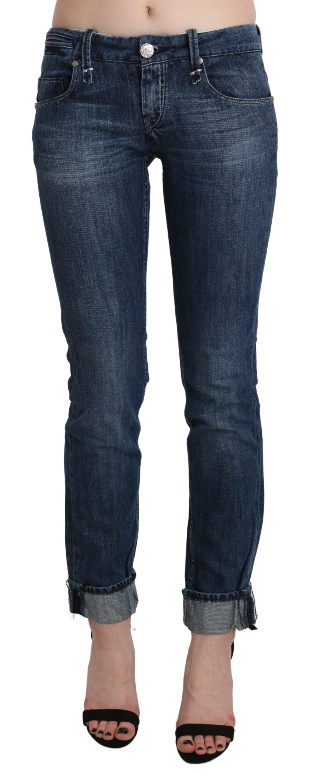 Pièce de créateur Acht bleue en denim (taille basse, skinny)