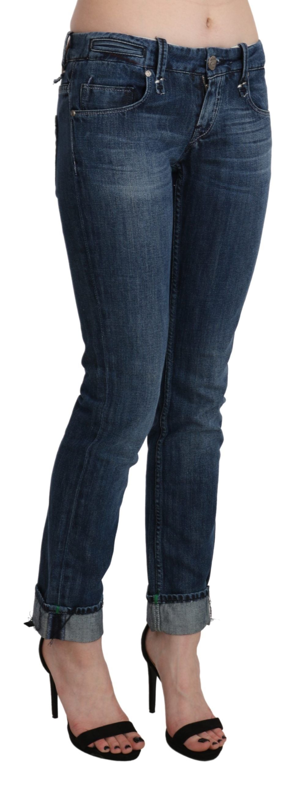 Pièce de créateur Acht bleue en denim (taille basse, skinny)