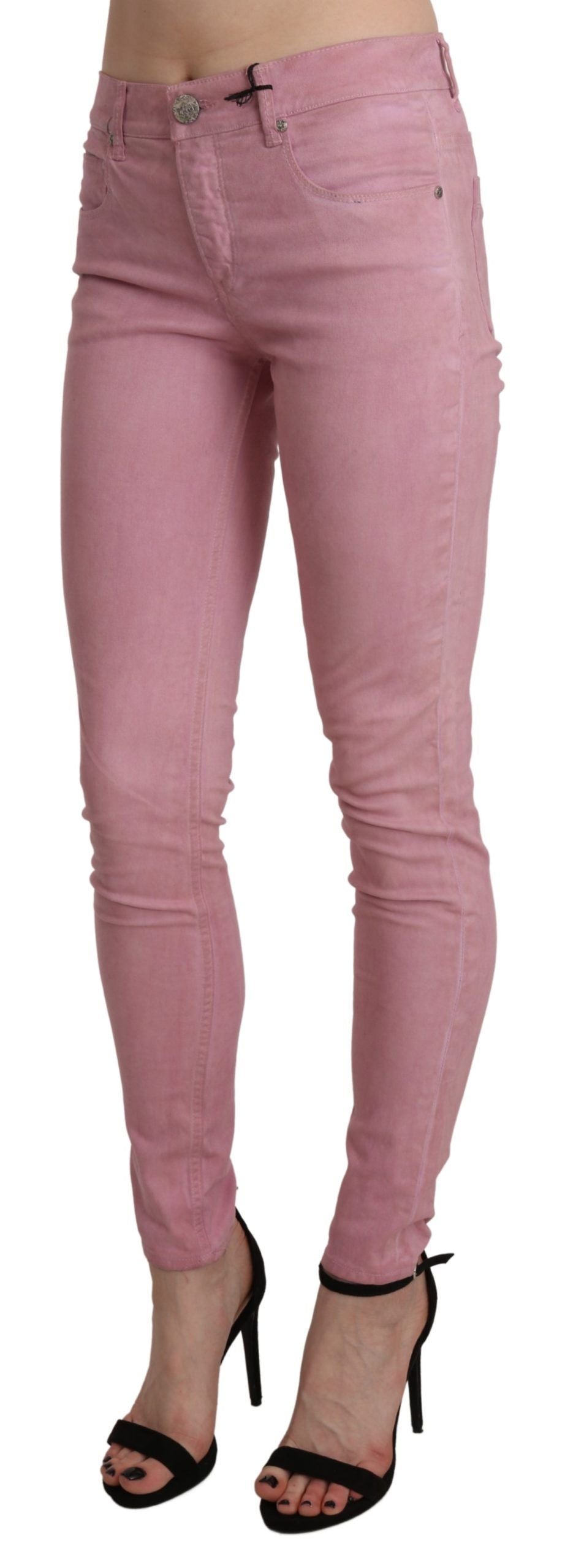 Pièce de créateur Acht rose en denim (taille mi-haute, skinny)