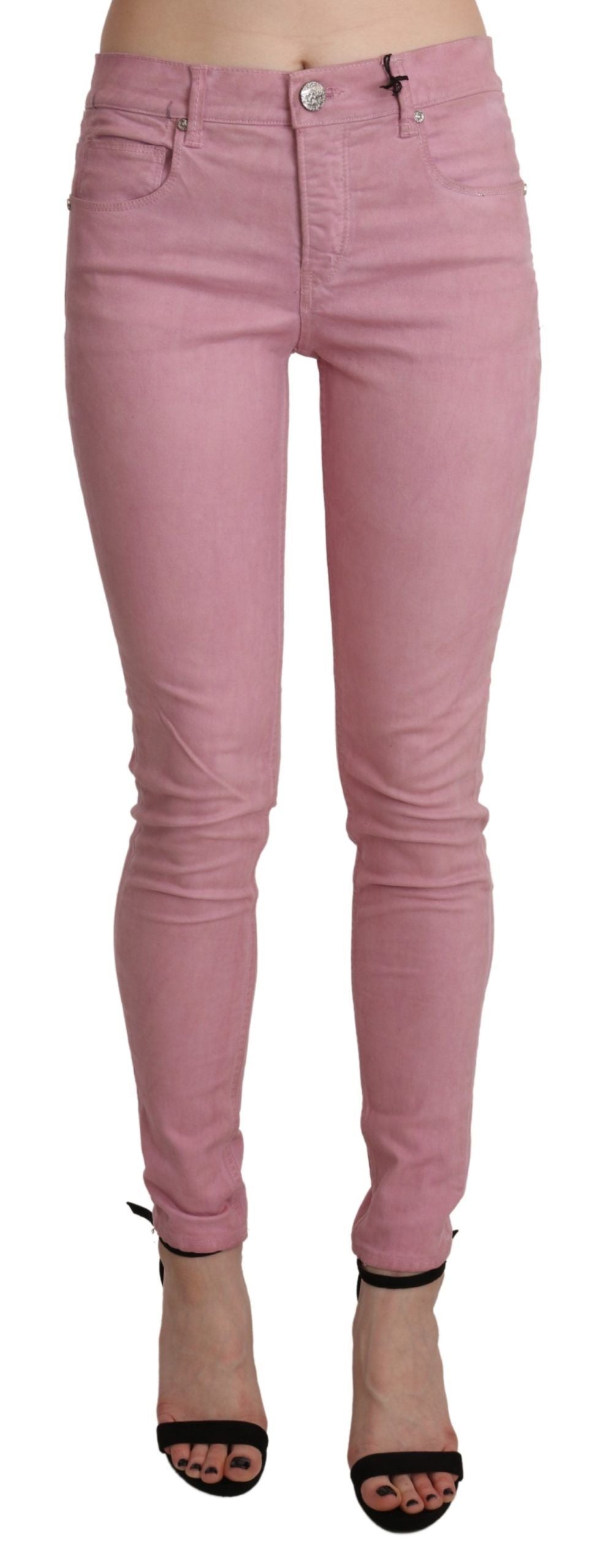 Pièce de créateur Acht rose en denim (taille mi-haute, skinny)