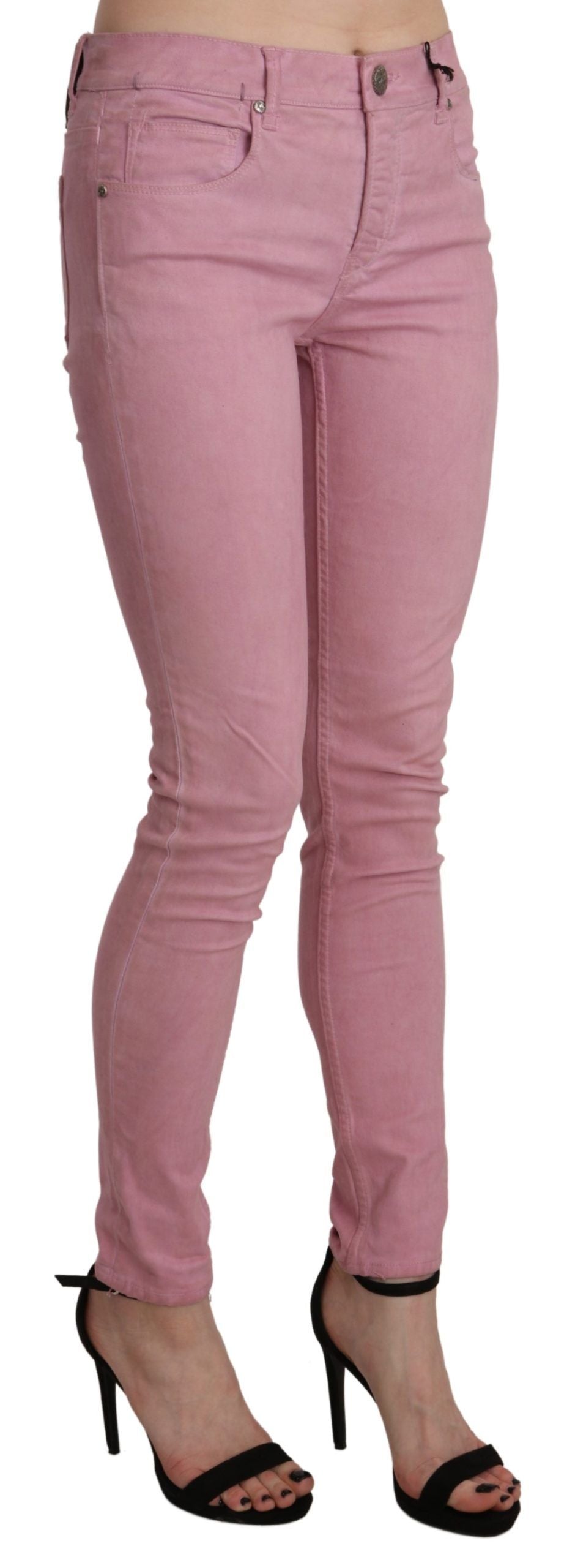 Pièce de créateur Acht rose en denim (taille mi-haute, skinny)