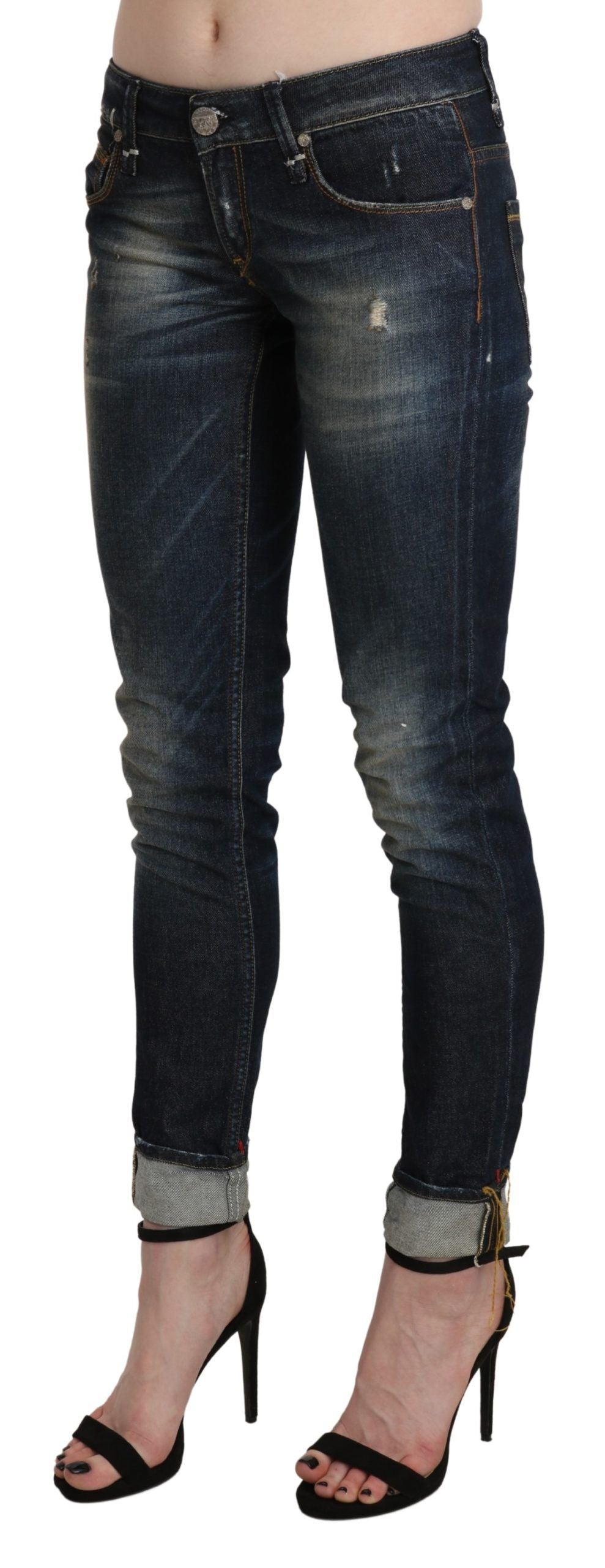 Pièce de créateur Acht bleue en denim (taille basse, court)