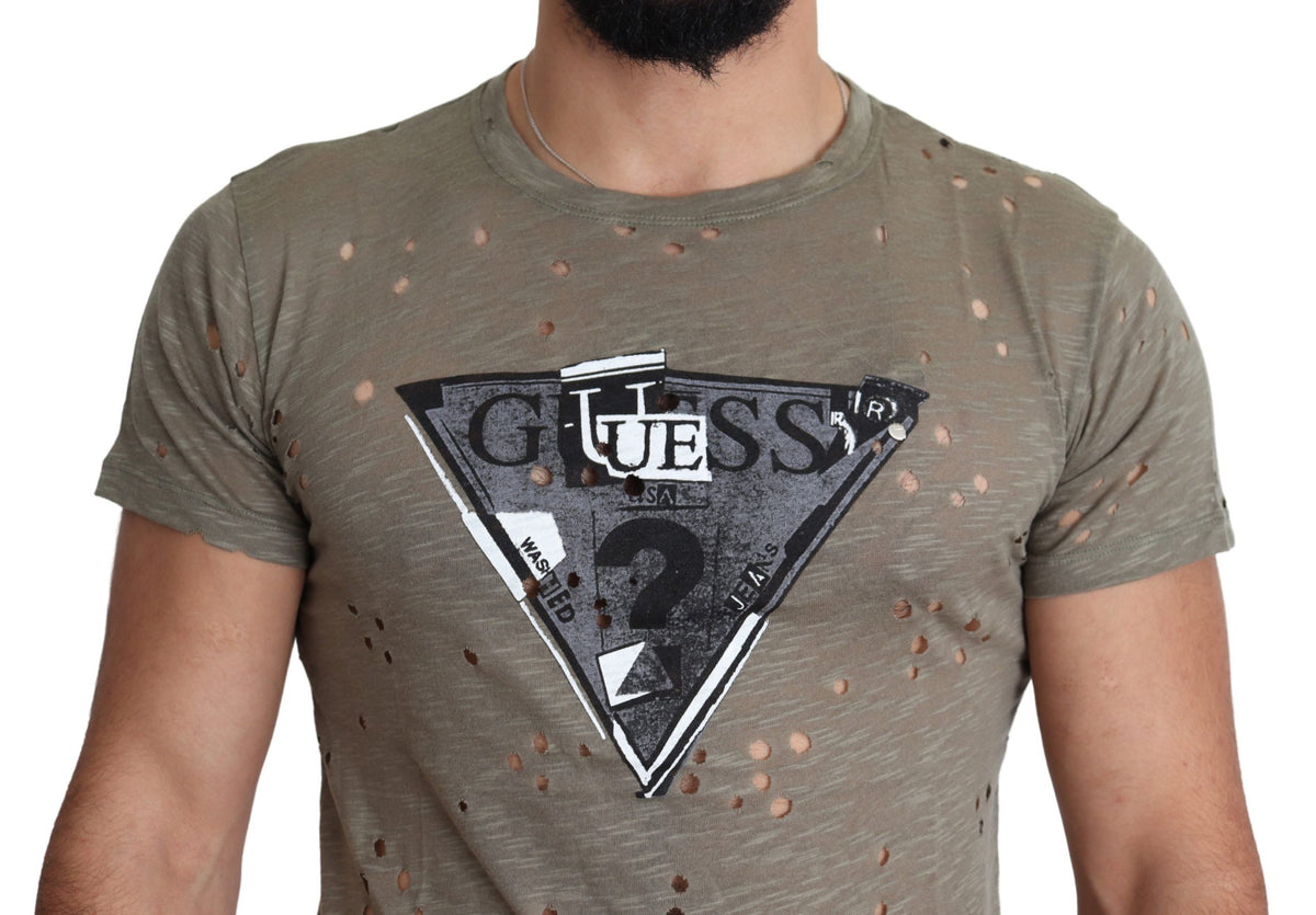 Chemise Guess marron en coton (stretch, casual chic)