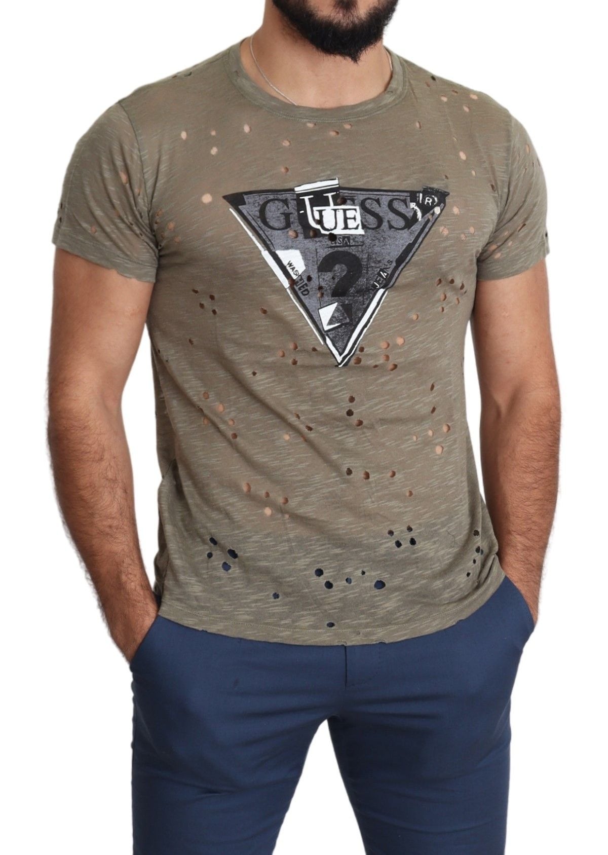 Chemise Guess marron en coton (stretch, casual chic)