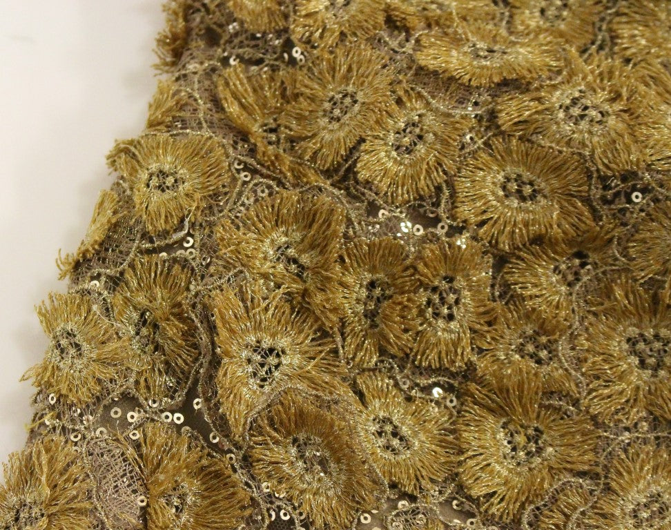 Robe longue ornée de cristaux Lanre Da Silva Ajayi dorée en dentelle