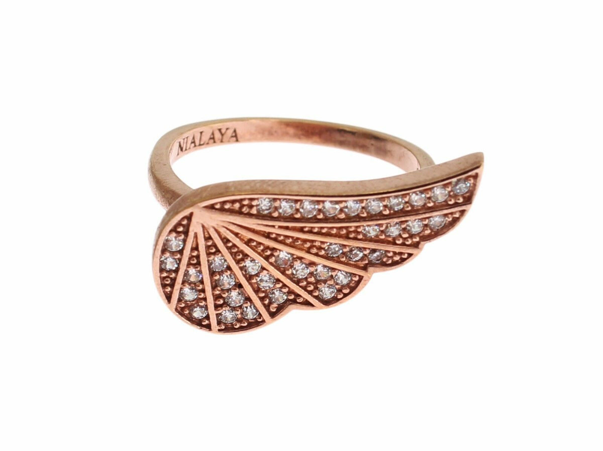 Bague Nialaya rose (oxydes de zirconium transparents, argent 925)