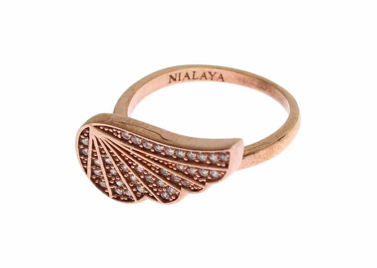 Bague Nialaya rose (oxydes de zirconium transparents, argent 925)