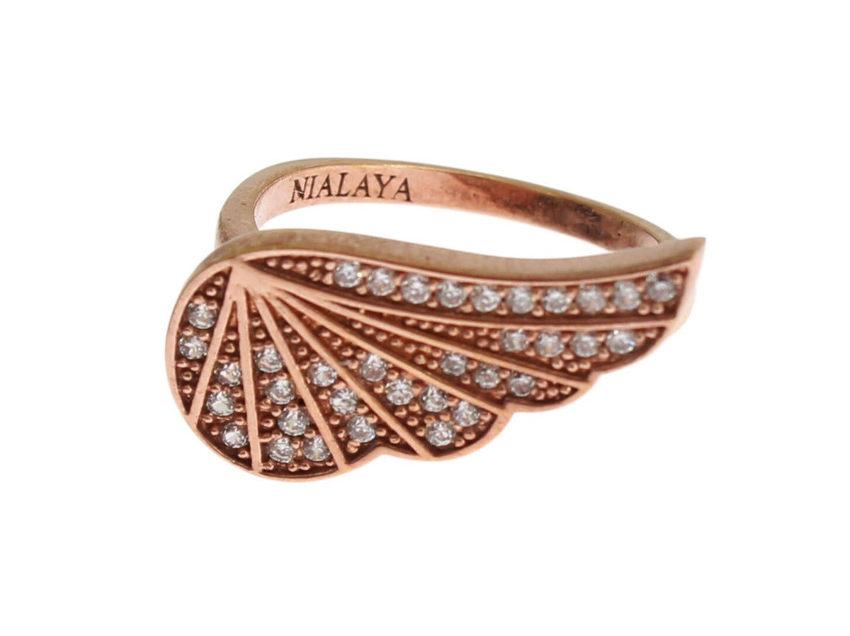 Bague Nialaya rose (oxydes de zirconium transparents, argent 925)