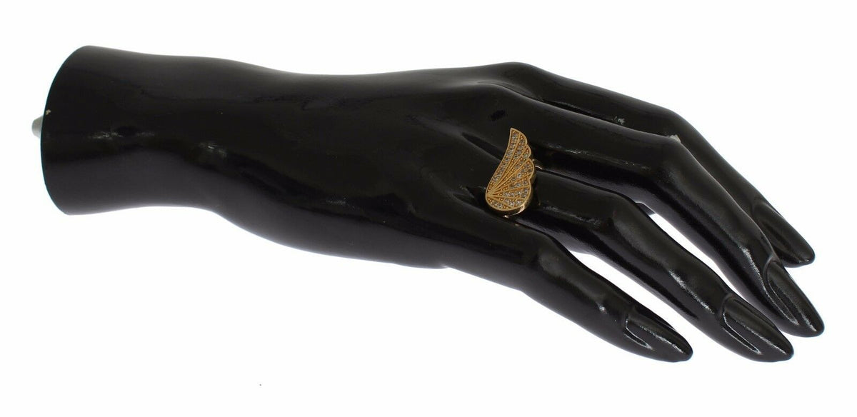 Bague Nialaya dorée (oxydes de zirconium transparents, argent 925)