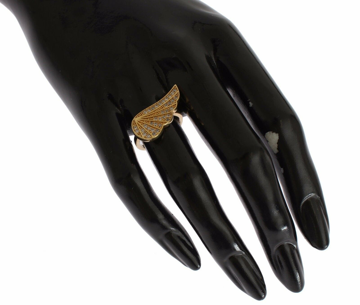 Bague Nialaya dorée (oxydes de zirconium transparents, argent 925)