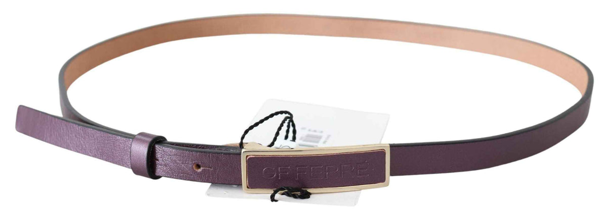 GF Ferre Gold Logo Buckle Waist Leather Skinny Belt