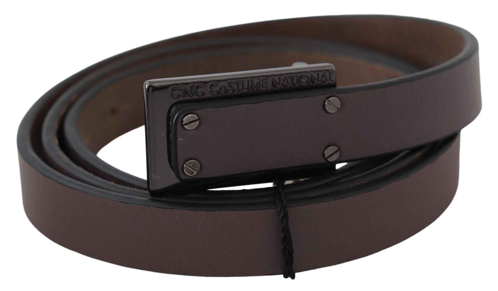 Costume National Brown Leather Tactical Logo Buckle Dark