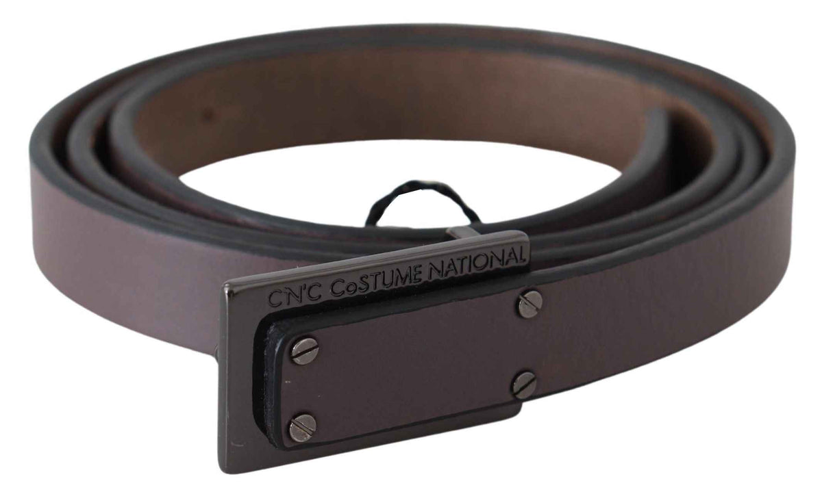 Costume National Brown Leather Tactical Logo Buckle Dark