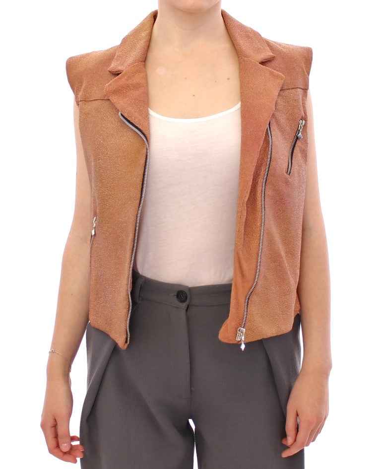 La Maison du Couturier Brown Leather Jacket Vest