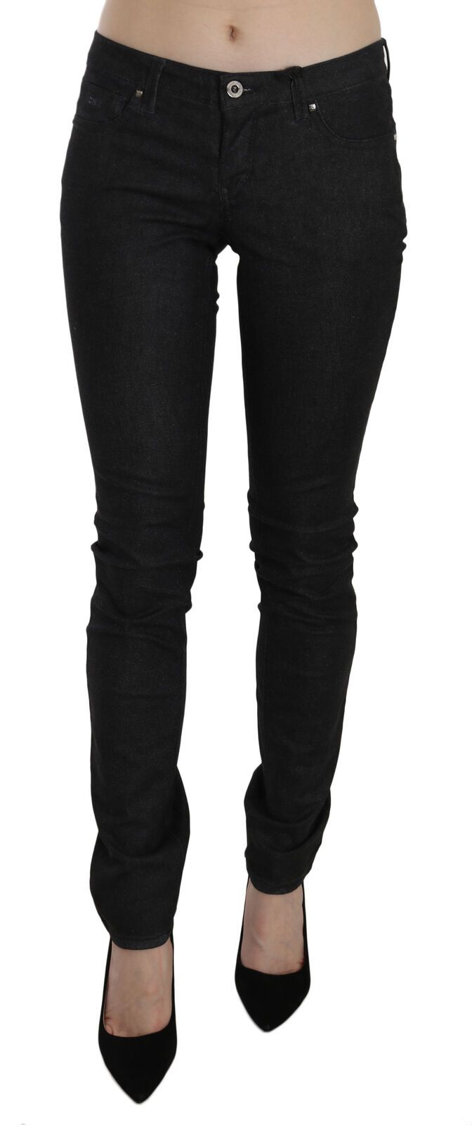 Jean Costume National noir en denim (taille basse, skinny)