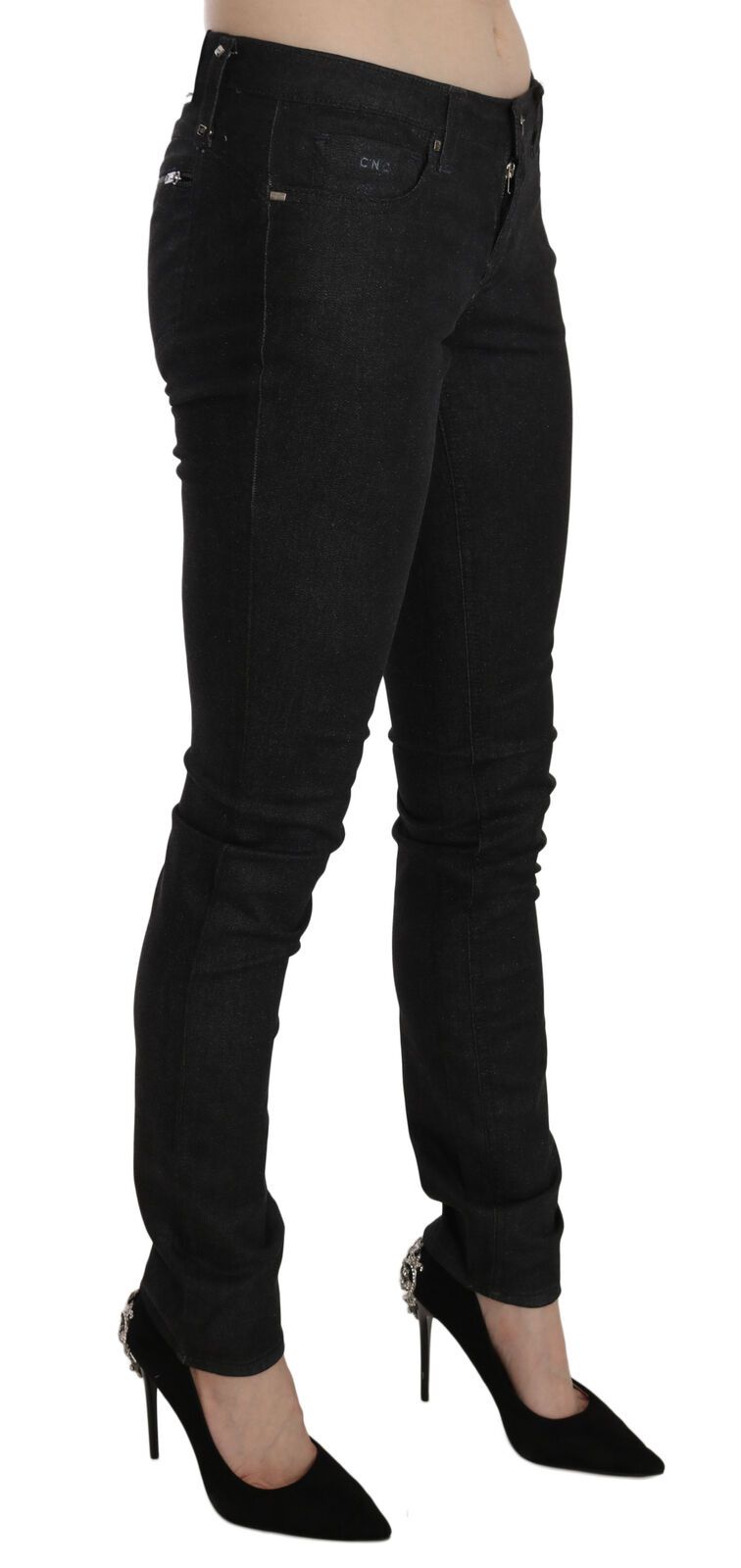 Jean Costume National noir en denim (taille basse, skinny)