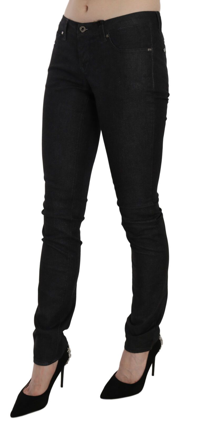 Jean Costume National noir en denim (taille basse, skinny)