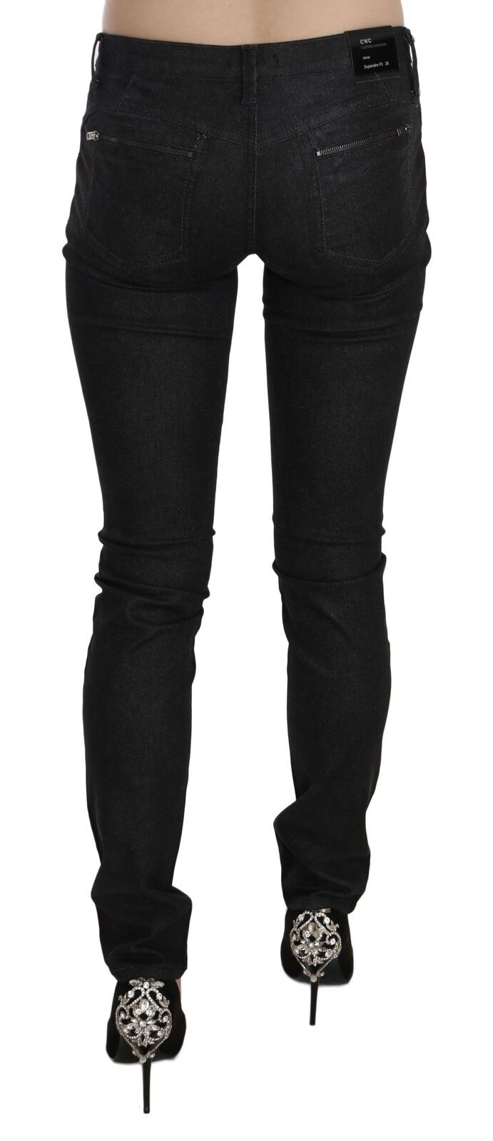 Jean Costume National noir en denim (taille basse, skinny)