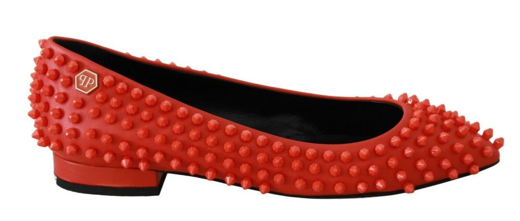 Ballerines plates « WHAT I DO » Philipp Plein orange en cuir