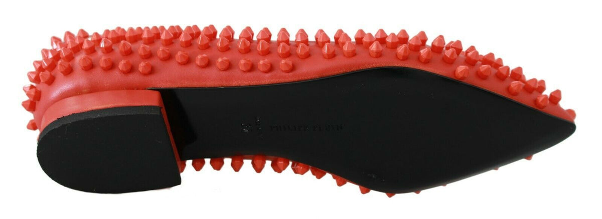Ballerines plates « WHAT I DO » Philipp Plein orange en cuir