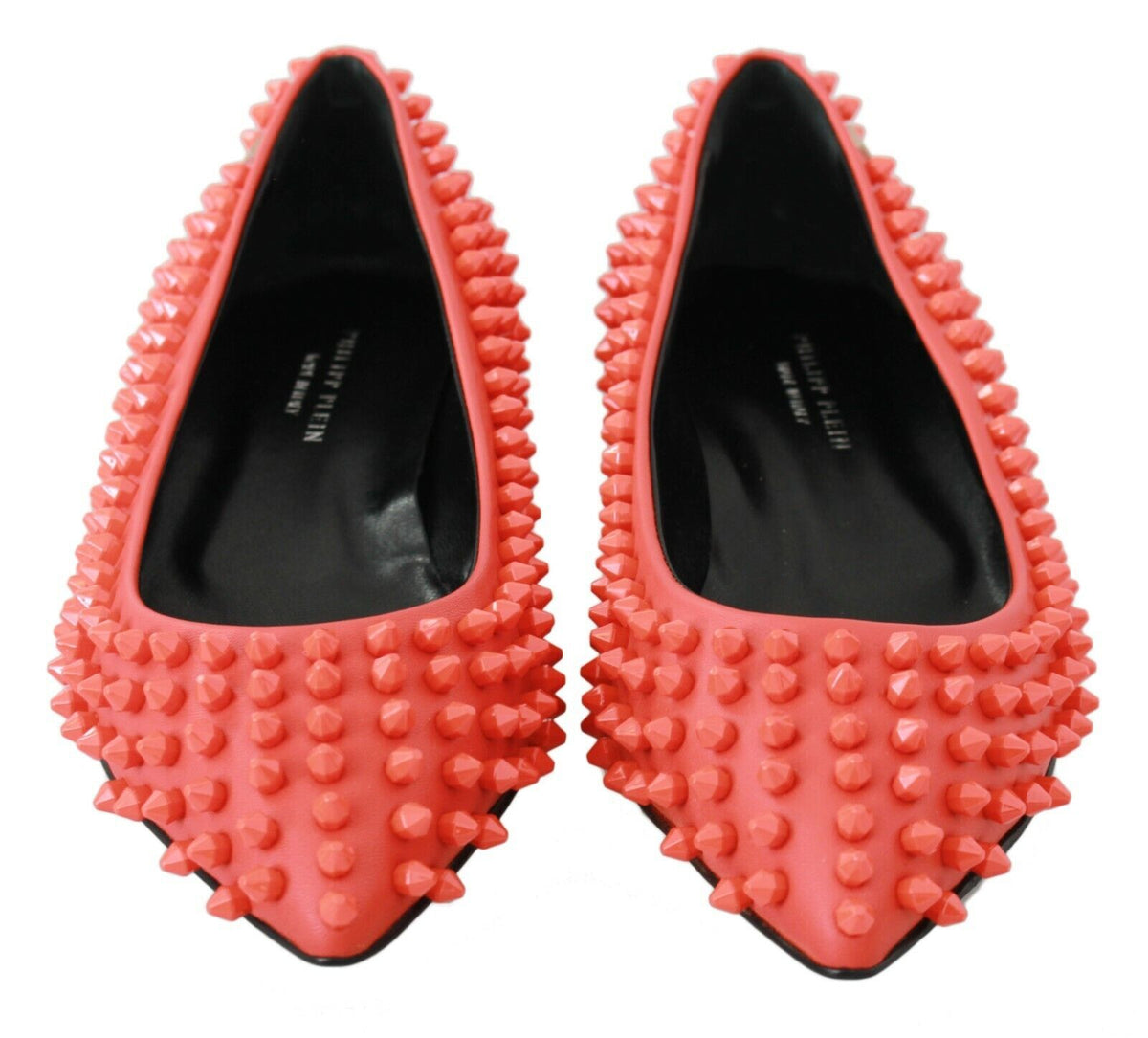 Ballerines plates « WHAT I DO » Philipp Plein orange en cuir