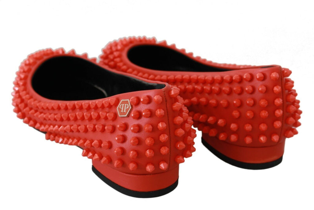 Ballerines plates « WHAT I DO » Philipp Plein orange en cuir