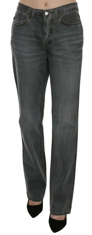 Jean Just Cavalli gris en denim (taille mi-haute, droit)