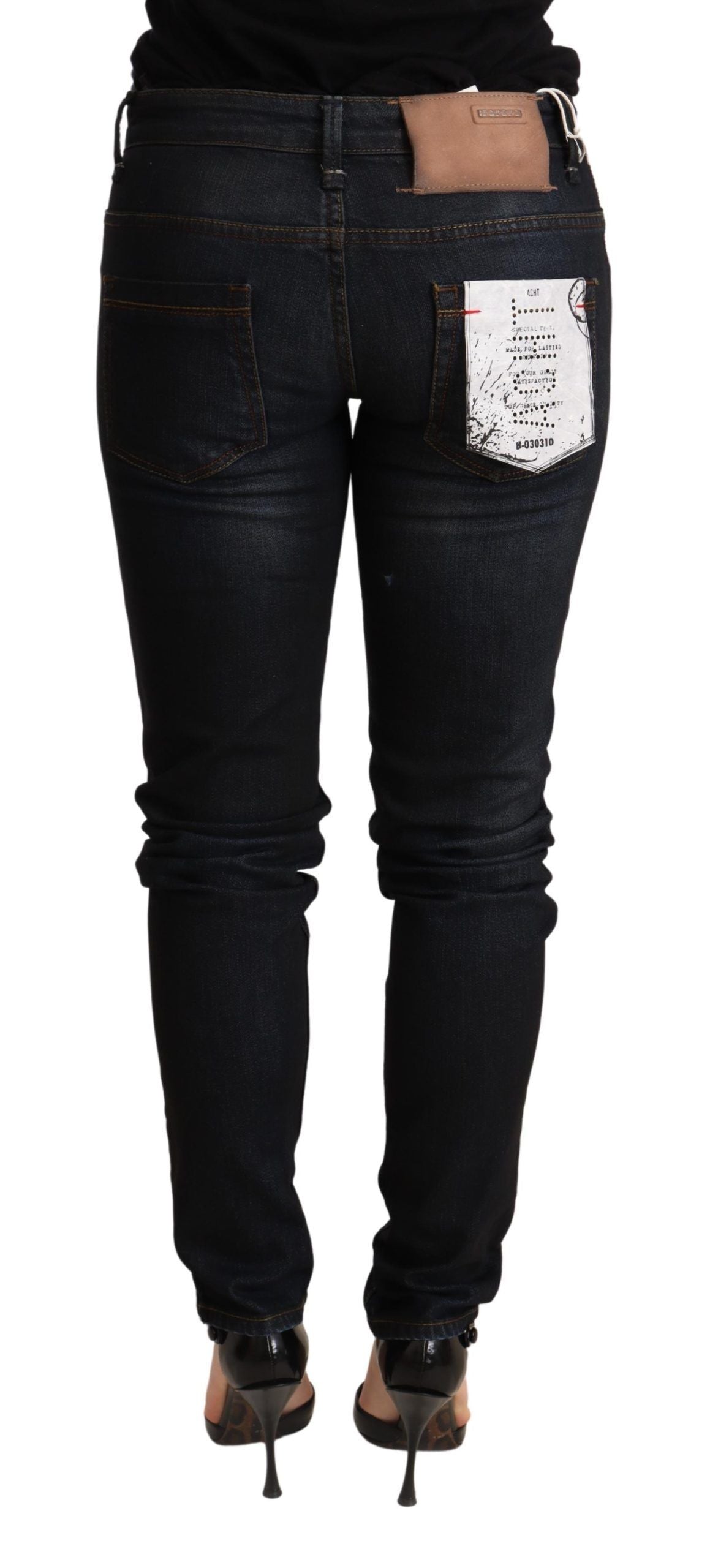 Pièce de créateur Acht bleue en denim (taille basse, skinny)