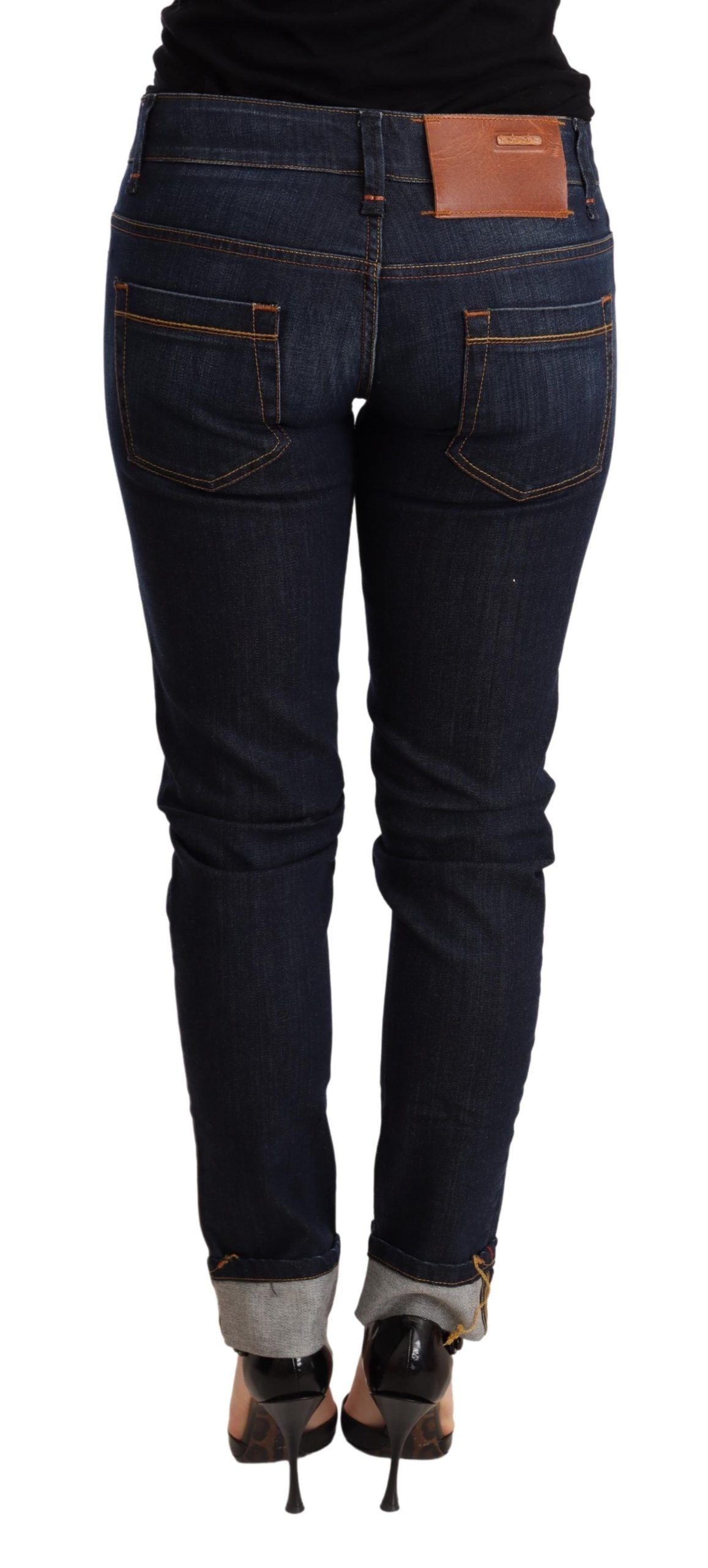Pièce de créateur Acht bleue en denim (taille basse, skinny)
