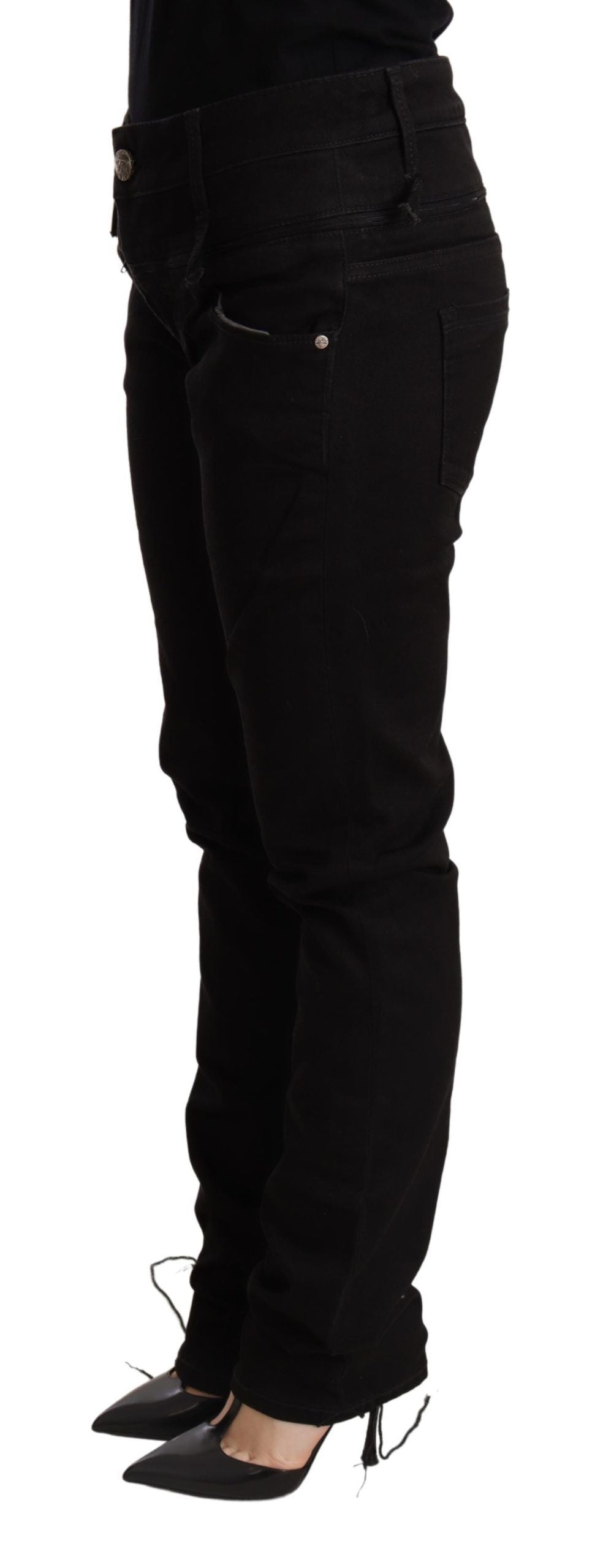 Jean Acht noir en denim (taille basse, skinny)