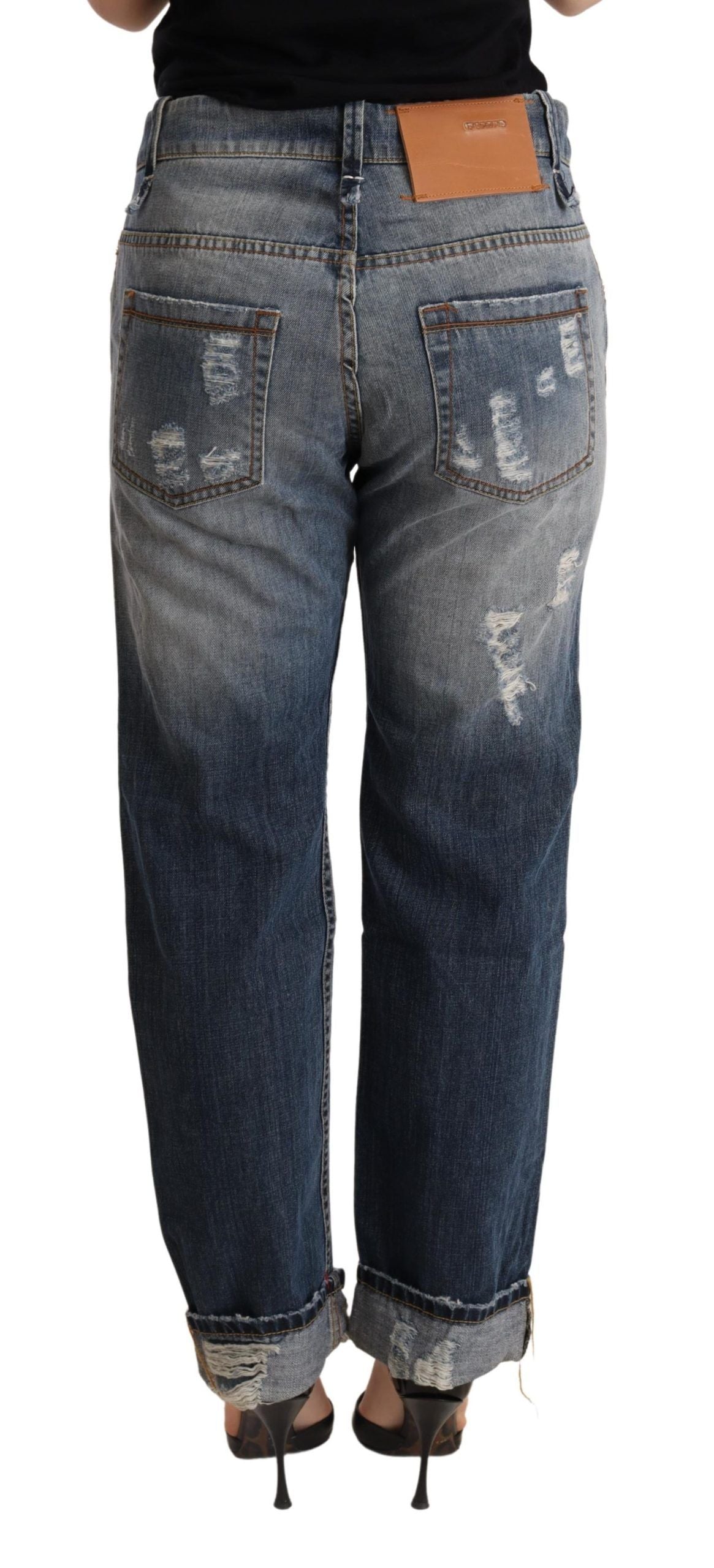 Pièce de créateur Acht bleue en denim (taille mi-haute, droit)