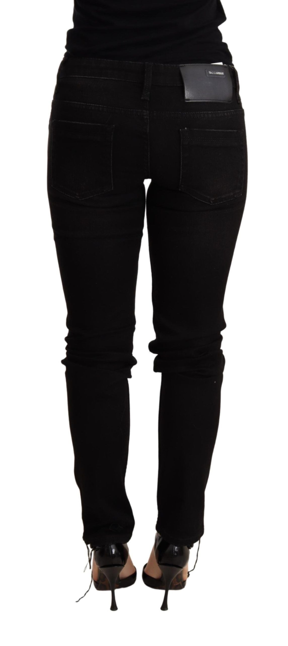 Pièce de créateur Acht noire en denim (taille basse, skinny)